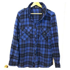 Blue Allegra K Plaid Button Down 💙